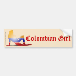 Colombiaans meisje Silhouette vlag Bumpersticker