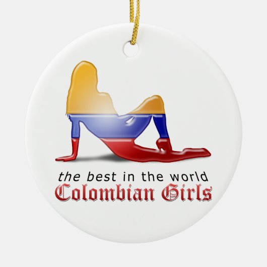 Colombiaans meisje Silhouette vlag Keramisch Ornament (Voorkant)