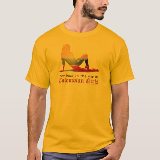 Colombiaans meisje Silhouette vlag T-shirt (Voorkant)
