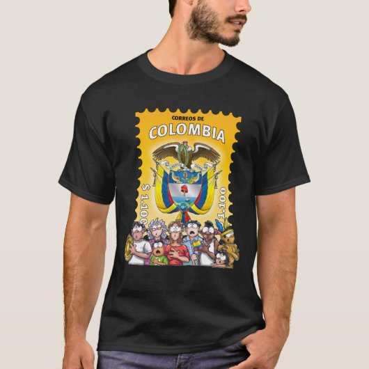 Colombiaans t-shirt met een grappige stempel van h (Voorkant)