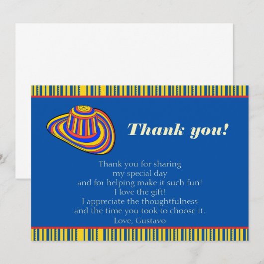 Colombiaans volwassen stripper Pet - Hartelijk dan Bedankkaart (Voorkant / Achterkant)