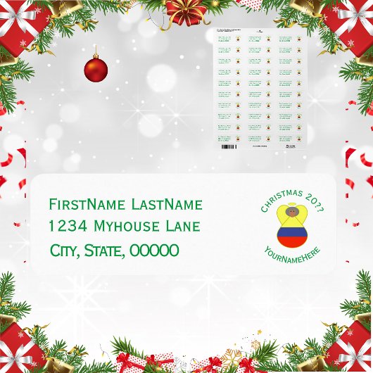 Colombiaanse Abuelita Angel voor Kerstmis Etiket