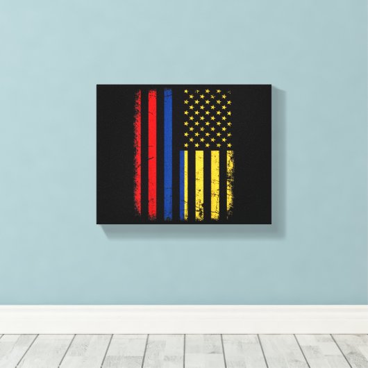 Colombiaanse Amerikaanse vlag Colombiaanse roots C Canvas Afdruk (Insitu (Houten vloer))