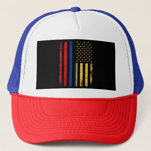 Colombiaanse Amerikaanse vlag Colombiaanse roots C Trucker Pet (Voorkant)