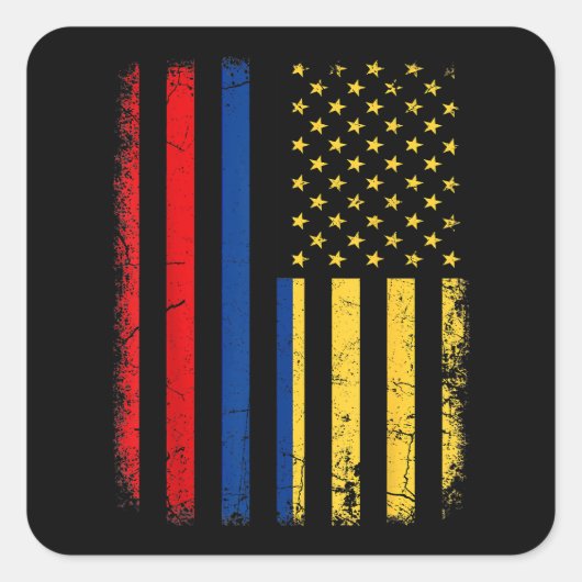 Colombiaanse Amerikaanse vlag Colombiaanse roots C Vierkante Sticker (Voorkant)