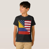 Colombiaanse Amerikaanse vlag | Half Colombia USA T-shirt (Voorkant volledig)