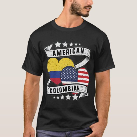 Colombiaanse Amerikaanse vlag shirt Half Colombiaa (Voorkant)