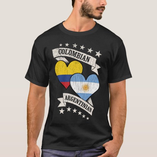 Colombiaanse Argentijnse Hartvlaggen T-shirt (Voorkant)
