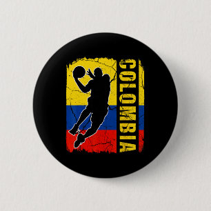 Colombiaanse Bysketbyll Speler Colombia Vlag Byske Ronde Button 5,7 Cm