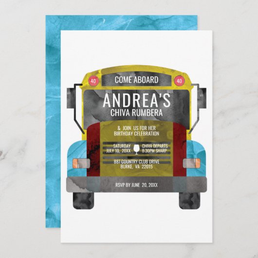 Colombiaanse Chiva Rumbera Pachangera Party Bus Kaart (Voorkant / Achterkant)