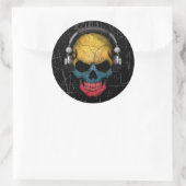 Colombiaanse dj-schedel met hoofdtelefoon ronde sticker (Tas)