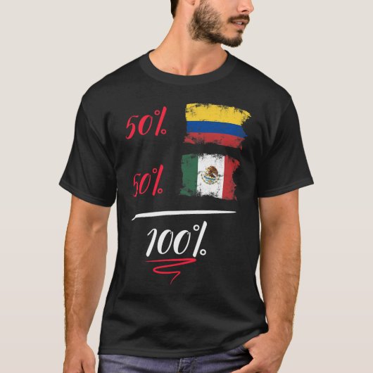 Colombiaanse en Mexicaanse vlag Pride DNA Half T-shirt (Voorkant)