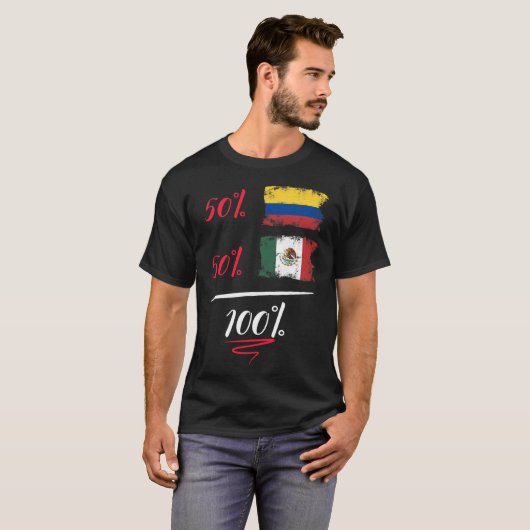 Colombiaanse en Mexicaanse vlag Pride DNA Half T-shirt (Voorkant volledig)