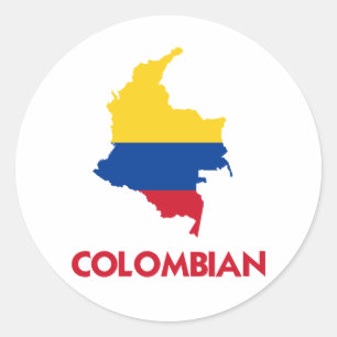 COLOMBIAANSE KAART RONDE STICKER