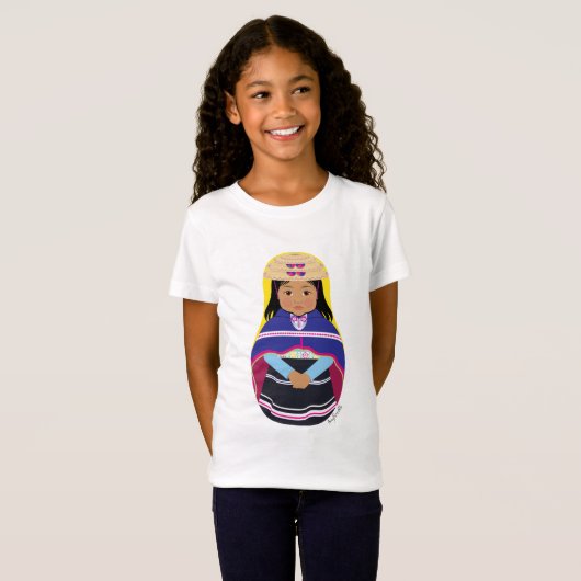 Colombiaanse, Misak of Guambiana Matryoshka Girls' T-shirt (Voorkant volledig)