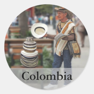 Colombiaanse Pet verkoper  tekst Ronde Sticker