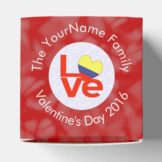 Colombiaanse rode liefde vlag gepersonaliseerd bedankdoosjes (Bovenkant)