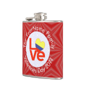 Colombiaanse rode liefde vlag gepersonaliseerd heupfles (Links)