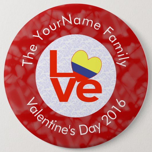 Colombiaanse rode liefde vlag gepersonaliseerd ronde button 6,0 cm (Voorkant)