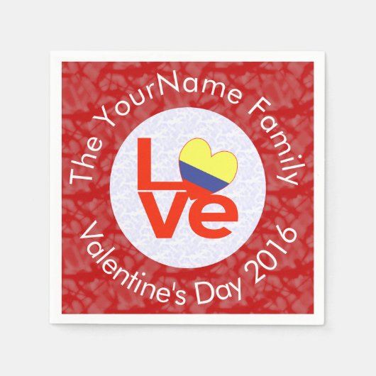 Colombiaanse rode liefde vlag gepersonaliseerd servet (Voorkant)
