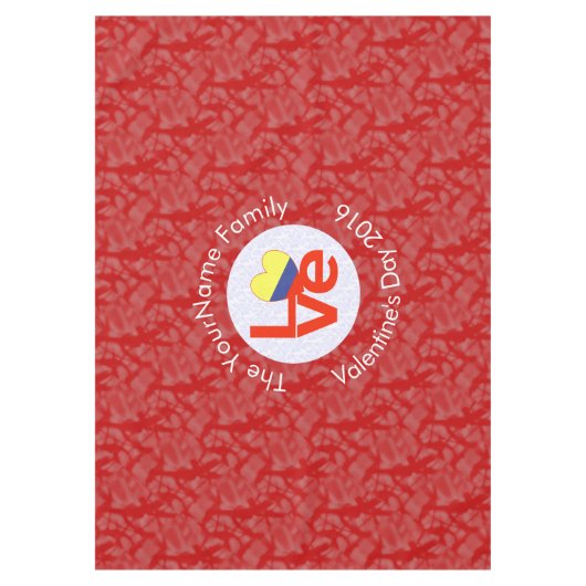 Colombiaanse rode liefde vlag gepersonaliseerd tafelkleed (Voorkant)