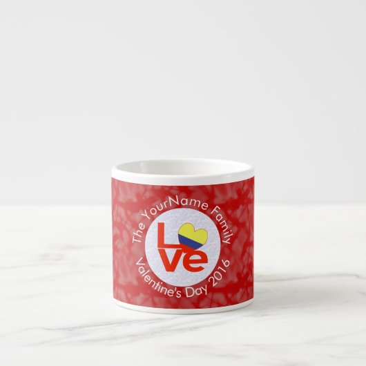 Colombiaanse Rode LIEFDE Vlag Persoonlijk Espresso Kop (Voorkant)