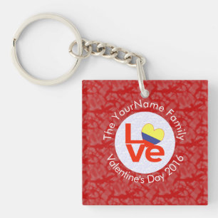 Colombiaanse Rode LIEFDE Vlag Persoonlijk  Sleutelhanger