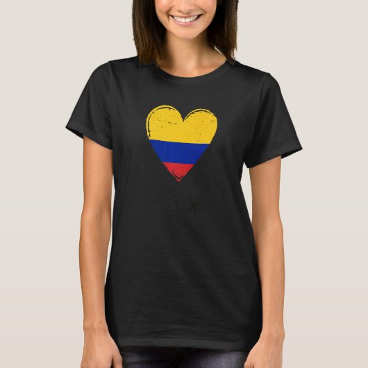  Colombiaanse roet Heart Colombia Flag Pride T-shirt (Voorkant)
