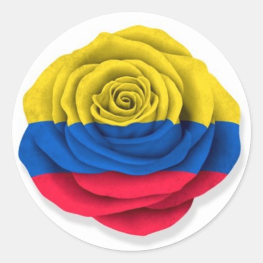Colombiaanse Roos Vlag op Wit Ronde Sticker (Voorkant)