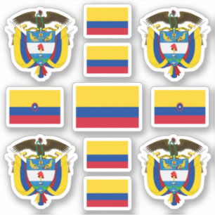 Colombiaanse staatssymbolen / wapenschild en vlag sticker