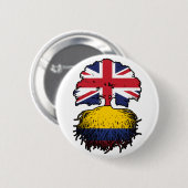 Colombiaanse vlag Brits - Brits - Bondboomrootendr Ronde Button 5,7 Cm (Voorkant /achterkant)