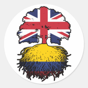 Colombiaanse vlag Brits - Brits - Bondboomrootendr Ronde Sticker