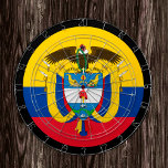 Colombiaanse vlag, dartboard en darts/gameboard dartbord<br><div class="desc">Dartboard: Colombia & Colombiaanse vlagdonkers,  familiewedstrijden - hou van mijn land,  zomerspelen,  feestdag,  vaderdag,  verjaardagsfeest,  universiteitsstudenten/sportfans</div>