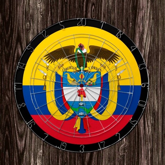 Colombiaanse vlag, dartboard en darts/gameboard dartbord