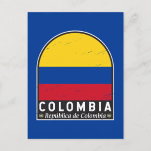 Colombiaanse vlag embleem van distressed  briefkaart