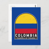 Colombiaanse vlag embleem van distressed  briefkaart (Voorkant / Achterkant)