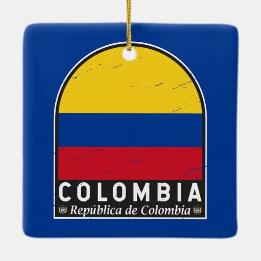 Colombiaanse vlag embleem van distressed keramisch ornament (Achterkant)