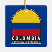 Colombiaanse vlag embleem van distressed  keramisch ornament (Voorkant)