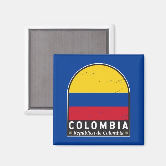 Colombiaanse vlag embleem van distressed  magneet (Voorkant / Achterkant)