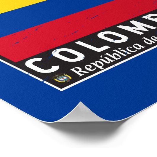 Colombiaanse vlag embleem van distressed poster (Hoek)