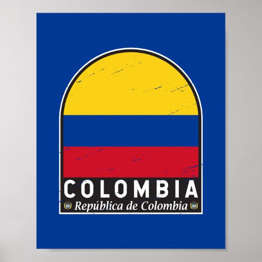 Colombiaanse vlag embleem van distressed  poster (Voorkant)