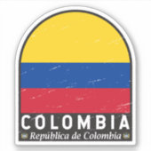 Colombiaanse vlag embleem van distressed  sticker (Voorkant)