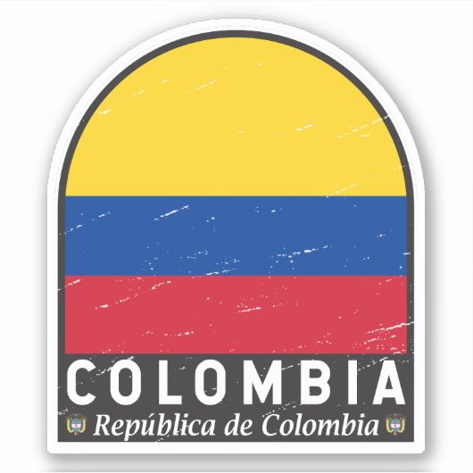 Colombiaanse vlag embleem van distressed  sticker (Voorkant)