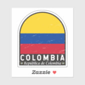 Colombiaanse vlag embleem van distressed  sticker (Vel)