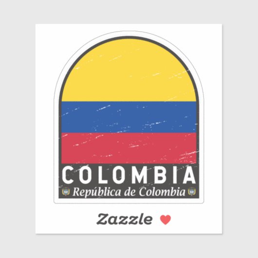 Colombiaanse vlag embleem van distressed  sticker (Vel)
