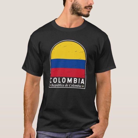 Colombiaanse vlag embleem van distressed  t-shirt (Voorkant)