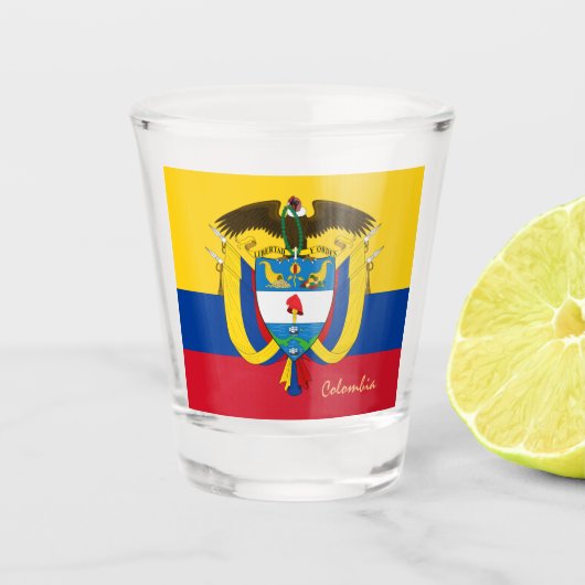 Colombiaanse vlag en Colombiaanse patriot/sport Shot Glas (Voorkant)