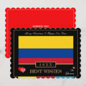 Colombiaanse vlag en gelukkig nieuwjaar / beste we feestdagenkaart (Voorkant / Achterkant)