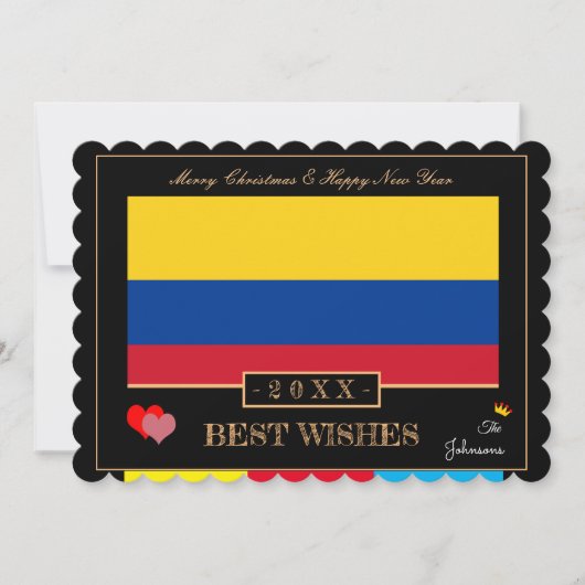 Colombiaanse vlag en gelukkig nieuwjaar / beste we feestdagenkaart (Voorkant)