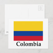 Colombiaanse vlag en naam briefkaart (Voorkant / Achterkant)